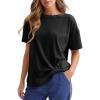 imageCicy Bell Womens Summer Short Sleeve Tops Casual Crew Neck TShirts Loose Fit Twist Front Basic TeesBlack