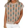 imageCicy Bell Womens Sweater Vest Summer Floral Cap Sleeve Sweaters Crew Neck Dressy Casual Knit Trendy 2026 TopsBeige Flowers