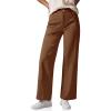 imageCicy Bell Womens Wide Leg Pants Summer Baggy Casual Elastic High Waisted Cotton Trousers with PocketsBrown
