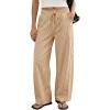 imageCicy Bell Womens Wide Leg Striped Pants High Waisted Baggy Casual Barrel Drawstring Lounge Trousers with PocketsKhaki