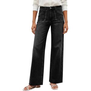 imageCicy Bell Jeans for Women Wide Leg Baggy Stretchy High Waisted Straight Trendy Denim PantsBlack