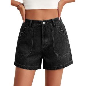 imageCicy Bell Womens Baggy High Waisted Jean Shorts Summer Wide Leg Jorts Casual Vintage Denim ShortsBlack