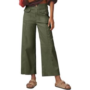 imageCicy Bell Womens Cropped Wide Leg Pants Baggy High Waisted Straight Summer Casual Pants with Vertical SeamArmy Green