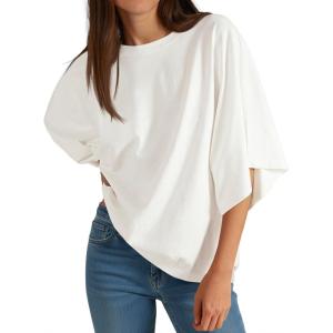 imageCicy Bell Womens Oversized Half Sleeve TShirts Summer Casual Crew Neck Tshirt Loose Fit Side Slit Tee TopsWhite