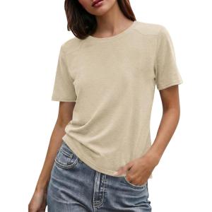 imageCicy Bell Womens Summer Short Sleeve TShirts Trendy Casual Crew Neck Tops Loose Fit Basic TeesApricot