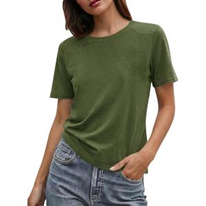 imageCicy Bell Womens Summer Short Sleeve TShirts Trendy Casual Crew Neck Tops Loose Fit Basic TeesArmy Green