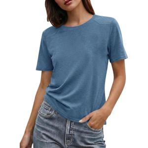 imageCicy Bell Womens Summer Short Sleeve TShirts Trendy Casual Crew Neck Tops Loose Fit Basic TeesBluish Grey