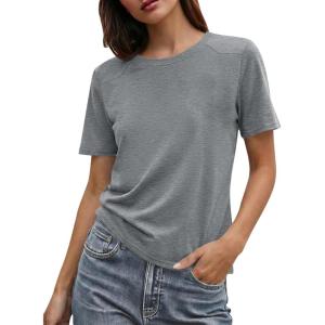 imageCicy Bell Womens Summer Short Sleeve TShirts Trendy Casual Crew Neck Tops Loose Fit Basic TeesGrey Marle