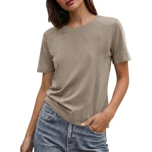 imageCicy Bell Womens Summer Short Sleeve TShirts Trendy Casual Crew Neck Tops Loose Fit Basic TeesKhaki