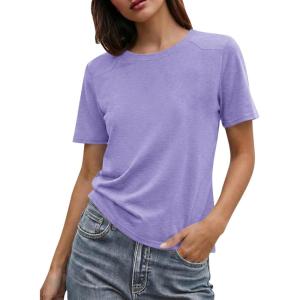 imageCicy Bell Womens Summer Short Sleeve TShirts Trendy Casual Crew Neck Tops Loose Fit Basic TeesPurple