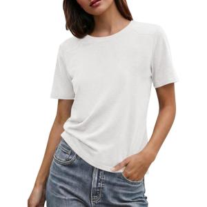 imageCicy Bell Womens Summer Short Sleeve TShirts Trendy Casual Crew Neck Tops Loose Fit Basic TeesWhite