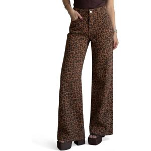imageCicy Bell Womens Wide Leg Jeans High Waisted Leopard Baggy Stretchy Denim Pants with PocketsBrown Leopard Print