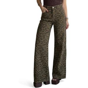 imageCicy Bell Womens Wide Leg Jeans High Waisted Leopard Baggy Stretchy Denim Pants with PocketsLeopard Print