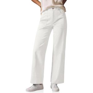 imageCicy Bell Womens Wide Leg Pants Summer Baggy Casual Elastic High Waisted Cotton Trousers with PocketsWhite