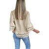 imageCicy Bell Womens 34 Bell Sleeve Button Down Shirts Casual Ruffle Hem Tops Eyelet BlouseLight Khaki