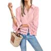 imageCicy Bell Womens 34 Bell Sleeve Button Down Shirts Casual Ruffle Hem Tops Eyelet BlouseLight Pink