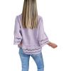 imageCicy Bell Womens 34 Bell Sleeve Button Down Shirts Casual Ruffle Hem Tops Eyelet BlousePurple