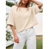 imageCicy Bell Womens Half Sleeve Sweaters Oversized Boat Neck Knitted Pullover Sweater Trendy Casual Loose Fit Fall TopsBeige Flower
