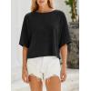 imageCicy Bell Womens Half Sleeve Sweaters Oversized Boat Neck Knitted Pullover Sweater Trendy Casual Loose Fit Fall TopsBlack Flower