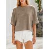 imageCicy Bell Womens Half Sleeve Sweaters Oversized Boat Neck Knitted Pullover Sweater Trendy Casual Loose Fit Fall TopsDark Khaki Flower