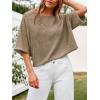imageCicy Bell Womens Half Sleeve Sweaters Oversized Boat Neck Knitted Pullover Sweater Trendy Casual Loose Fit Fall TopsDark Khaki Flower