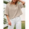 imageCicy Bell Womens Half Sleeve Sweaters Oversized Boat Neck Knitted Pullover Sweater Trendy Casual Loose Fit Fall TopsKhaki Flower