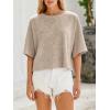 imageCicy Bell Womens Half Sleeve Sweaters Oversized Boat Neck Knitted Pullover Sweater Trendy Casual Loose Fit Fall TopsKhaki Flower