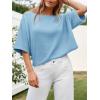 imageCicy Bell Womens Half Sleeve Sweaters Oversized Boat Neck Knitted Pullover Sweater Trendy Casual Loose Fit Fall TopsLight Blue