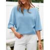 imageCicy Bell Womens Half Sleeve Sweaters Oversized Boat Neck Knitted Pullover Sweater Trendy Casual Loose Fit Fall TopsLight Blue
