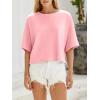imageCicy Bell Womens Half Sleeve Sweaters Oversized Boat Neck Knitted Pullover Sweater Trendy Casual Loose Fit Fall TopsLight Pink