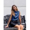 imageCicy Bell Womens Mock Neck Satin Tank Tops Business Casual Work Ruched Blouses Summer Corporate OutfitsDark Blue