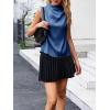 imageCicy Bell Womens Mock Neck Satin Tank Tops Business Casual Work Ruched Blouses Summer Corporate OutfitsDark Blue