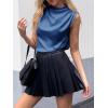 imageCicy Bell Womens Mock Neck Satin Tank Tops Business Casual Work Ruched Blouses Summer Corporate OutfitsDark Blue