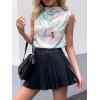 imageCicy Bell Womens Mock Neck Satin Tank Tops Business Casual Work Ruched Blouses Summer Corporate OutfitsFloral Light Green