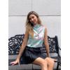imageCicy Bell Womens Mock Neck Satin Tank Tops Business Casual Work Ruched Blouses Summer Corporate OutfitsFloral Light Green