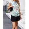 imageCicy Bell Womens Mock Neck Satin Tank Tops Business Casual Work Ruched Blouses Summer Corporate OutfitsFloral Light Green