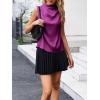 imageCicy Bell Womens Mock Neck Satin Tank Tops Business Casual Work Ruched Blouses Summer Corporate OutfitsFuchsia