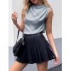 imageCicy Bell Womens Mock Neck Satin Tank Tops Business Casual Work Ruched Blouses Summer Corporate OutfitsGrey