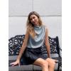imageCicy Bell Womens Mock Neck Satin Tank Tops Business Casual Work Ruched Blouses Summer Corporate OutfitsGrey