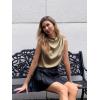 imageCicy Bell Womens Mock Neck Satin Tank Tops Business Casual Work Ruched Blouses Summer Corporate OutfitsKhaki