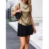 imageCicy Bell Womens Mock Neck Satin Tank Tops Business Casual Work Ruched Blouses Summer Corporate OutfitsKhaki