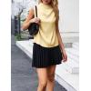 imageCicy Bell Womens Mock Neck Satin Tank Tops Business Casual Work Ruched Blouses Summer Corporate OutfitsLight Yellow
