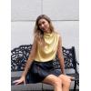 imageCicy Bell Womens Mock Neck Satin Tank Tops Business Casual Work Ruched Blouses Summer Corporate OutfitsLight Yellow