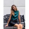 imageCicy Bell Womens Mock Neck Satin Tank Tops Business Casual Work Ruched Blouses Summer Corporate OutfitsPeacock Green