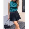 imageCicy Bell Womens Mock Neck Satin Tank Tops Business Casual Work Ruched Blouses Summer Corporate OutfitsPeacock Green