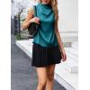 imageCicy Bell Womens Mock Neck Satin Tank Tops Business Casual Work Ruched Blouses Summer Corporate OutfitsPeacock Green