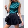 imageCicy Bell Womens Mock Neck Satin Tank Tops Business Casual Work Ruched Blouses Summer Corporate OutfitsPeacock Green