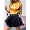 imageCicy Bell Womens Mock Neck Satin Tank Tops Business Casual Work Ruched Blouses Summer Corporate OutfitsYellow