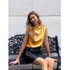 imageCicy Bell Womens Mock Neck Satin Tank Tops Business Casual Work Ruched Blouses Summer Corporate OutfitsYellow