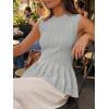 imageCicy Bell Womens Pleated Peplum Tank Tops Fitted Ribbed Knit Crew Neck Blouses Summer Sweater VestGrey
